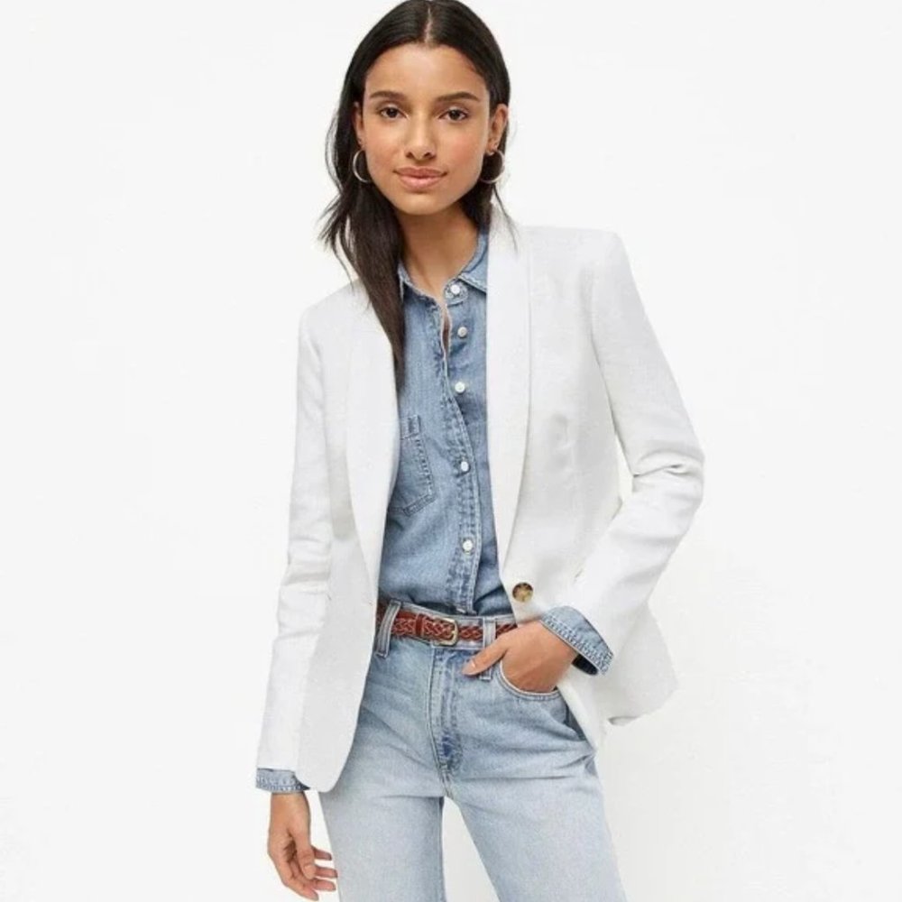 JCREW PARKE LINEN BLAZER SIZE 8 STYLE H9710